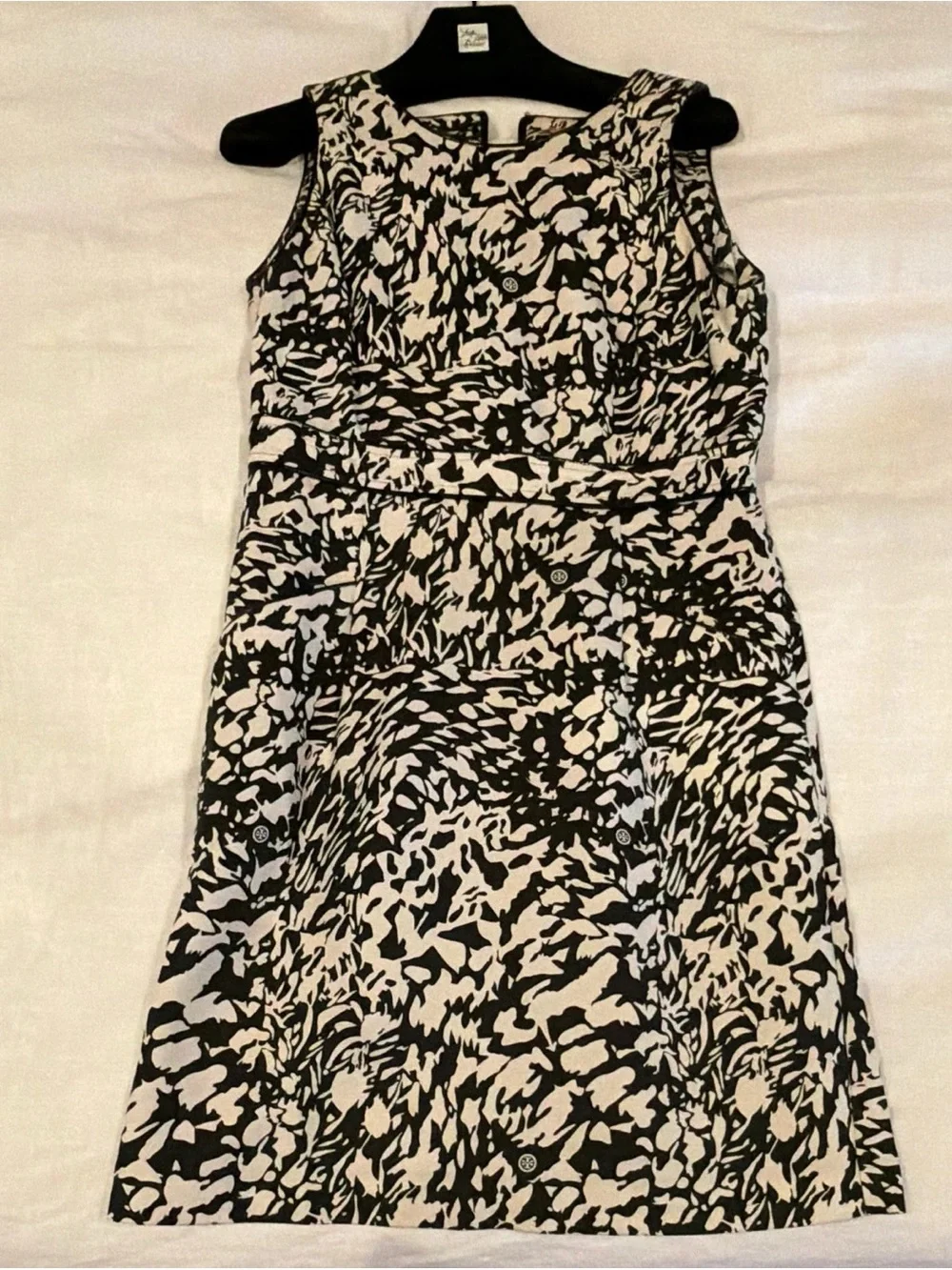 Tory Burch Black and White Printed Sleeveless Mini Dress